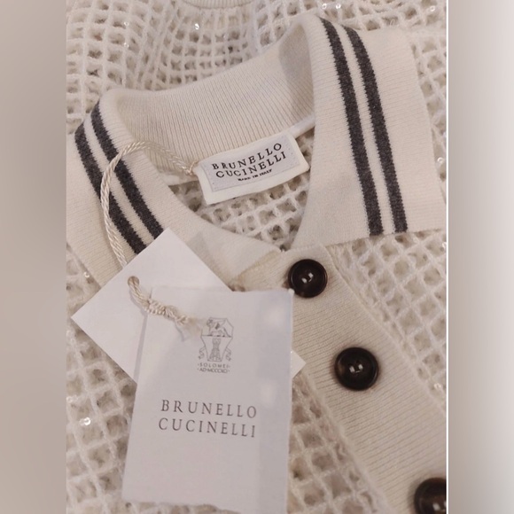 🔥BRUNELLO CUCINELLI
Netted Polo Shirt with Contrast Stripes/Size Large/MP $3850🔥 - Picture 12 of 13
